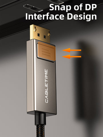6.6ft 8K 60Hz แบบสองทิศทาง USB Type-C ไปยังสาย DisplayPort 4K 144hz สำหรับ MacBook Pro
