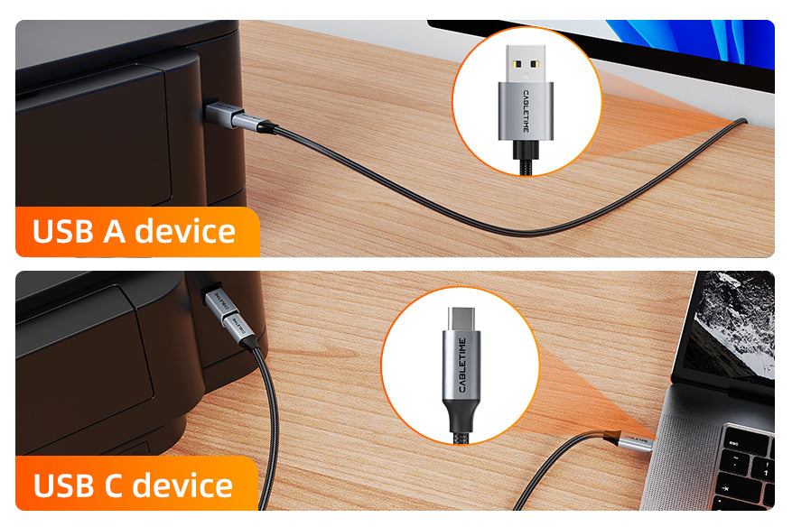 USB C to USB B 2.0 Printer Adapter