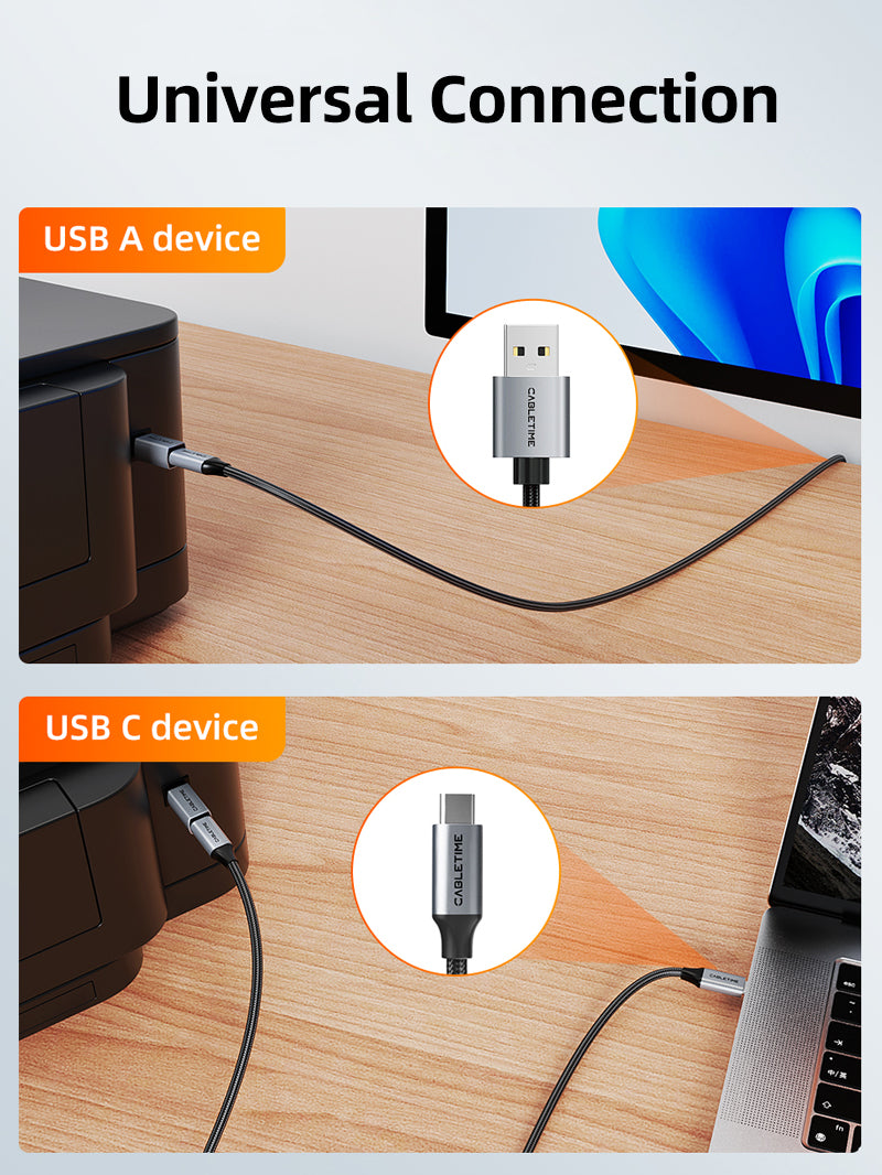 USB B to C adapter seamlessly connect your USB-C devices to any printer with a USB port.