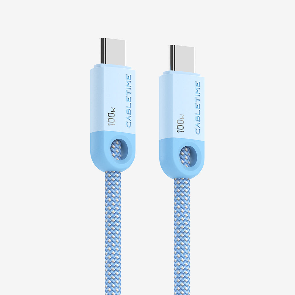 100W USB C to USB C 急速充電ケーブル 編組 2M iPhone 17/16/16 Plus/16 Pro/16 Pro Max/15用