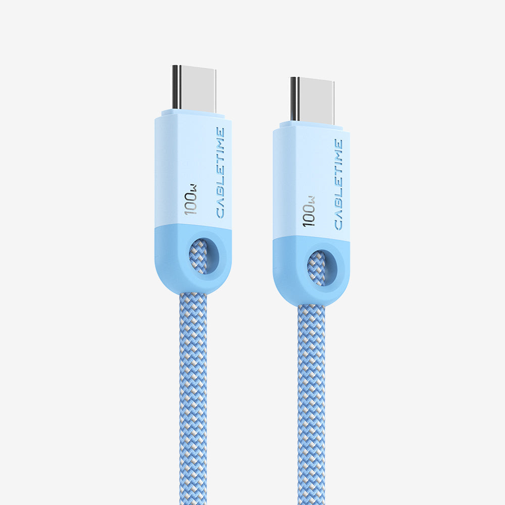 Blue CABLETIME 100W USB-C to USB-C braided charging cable