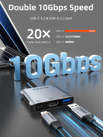 10Gbps 5 IN 1 USB C Hub with HDMI 4K 60Hz 140w Power Delivery