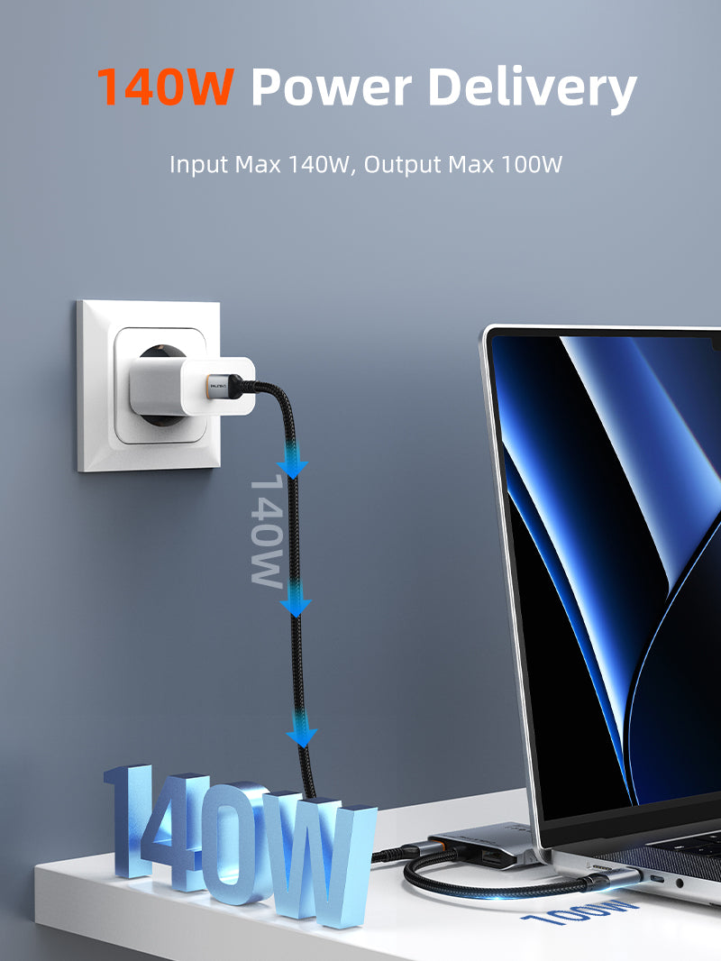 10Gbps 5 IN 1 USB C Hub with HDMI 4K 60Hz 140w Power Delivery 