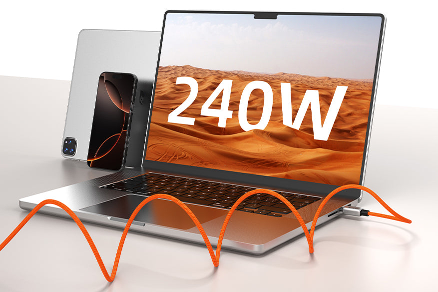 Cable magnetico CABLETIME MW-CU06L USB-C a USB-C 240w de 2 mts Naranjado