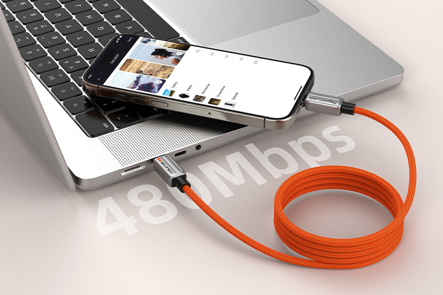 Cable magnetico CABLETIME MW-CU06L USB-C a USB-C 240w de 2 mts Naranjado