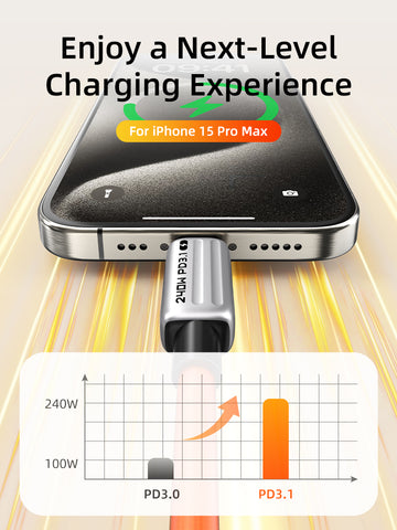 Cabo de carga USB-C 240W rápido 2M para iPhone 15 Pro Max