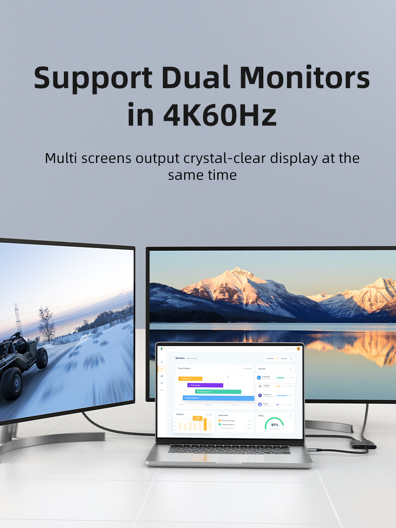 8K 4 IN 1 USB C to Dual DP Adapter Hub for Dell XPS 13 15,Lenovo ,Sumsung Chromebook - CABLETIME