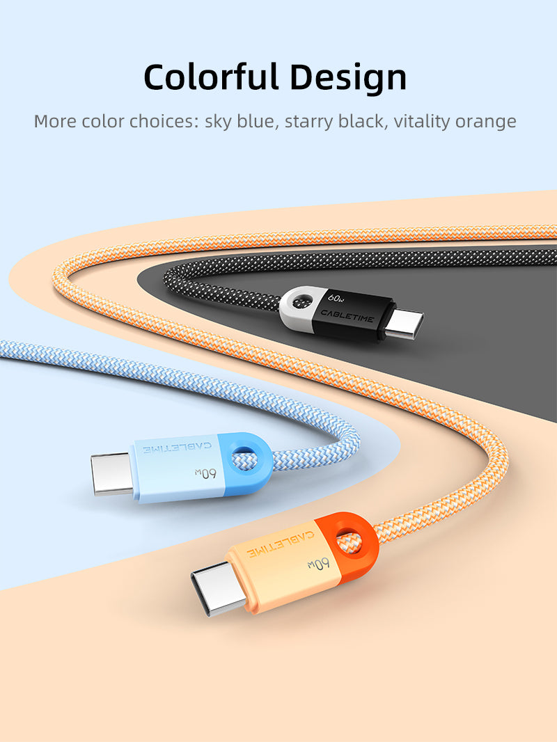 60w USB-C Charge Cable 1M 2M 