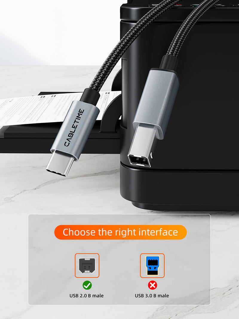 USB C zu USB B 2.0 Drucker kabel