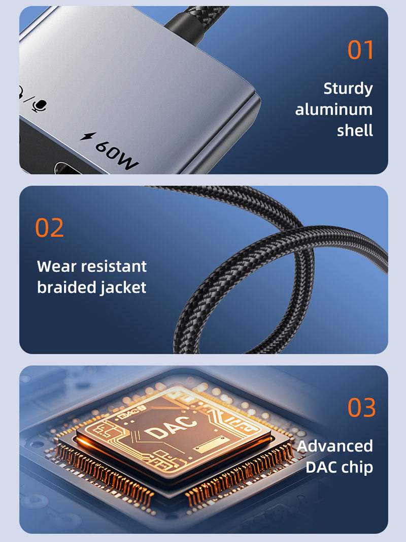 USB C to 3.5mm Headphone and Charger Adapter