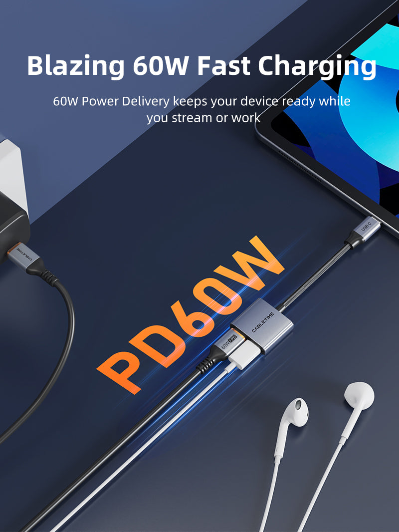 USB C Splitter 2-in-1 USB C to Dual USB C Headphone and Charger Adapter 