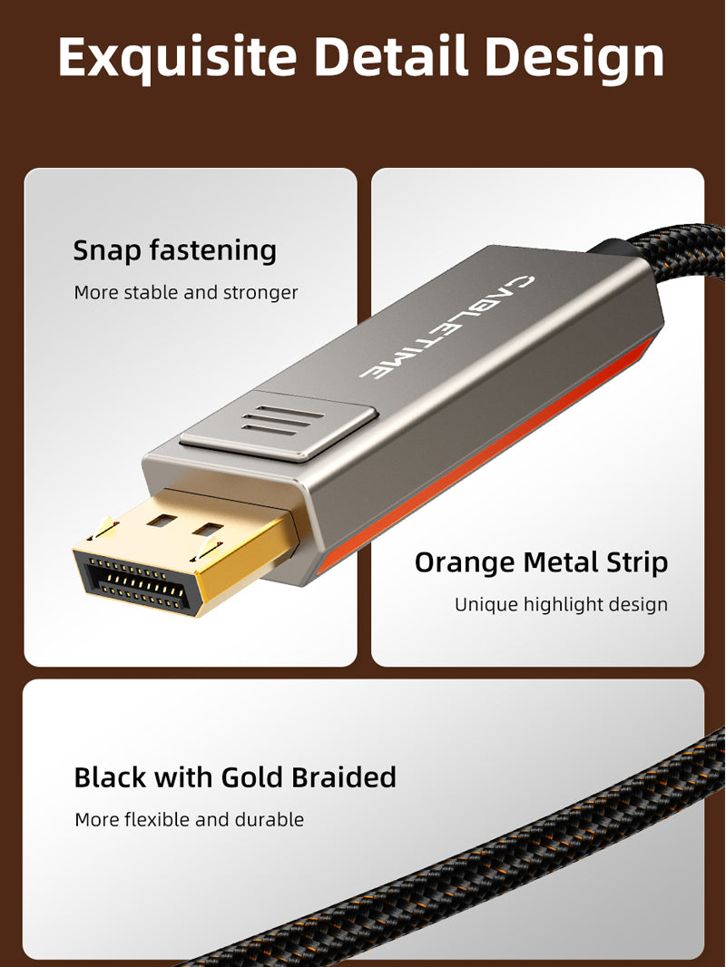 Kabel 1.4 USB C ke DP 8K 60Hz 4K 144hz