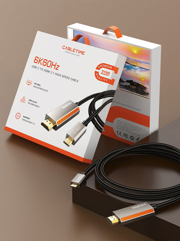 Alliage de zinc USB C mâle à HDMI mâle 8K câble cordon 4K 120Hz pour MacBook Pro