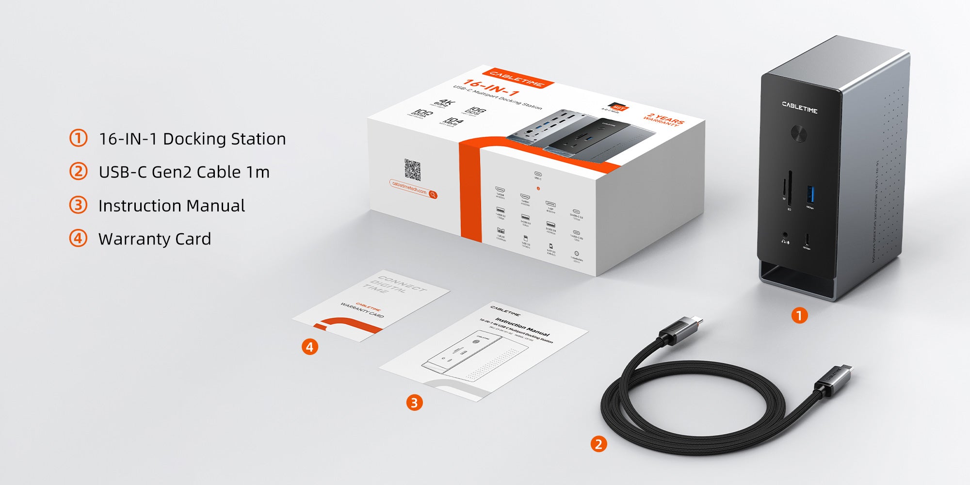 Three Monitor 16-in-1 USB Type C Docking Station with SSD Enclosure