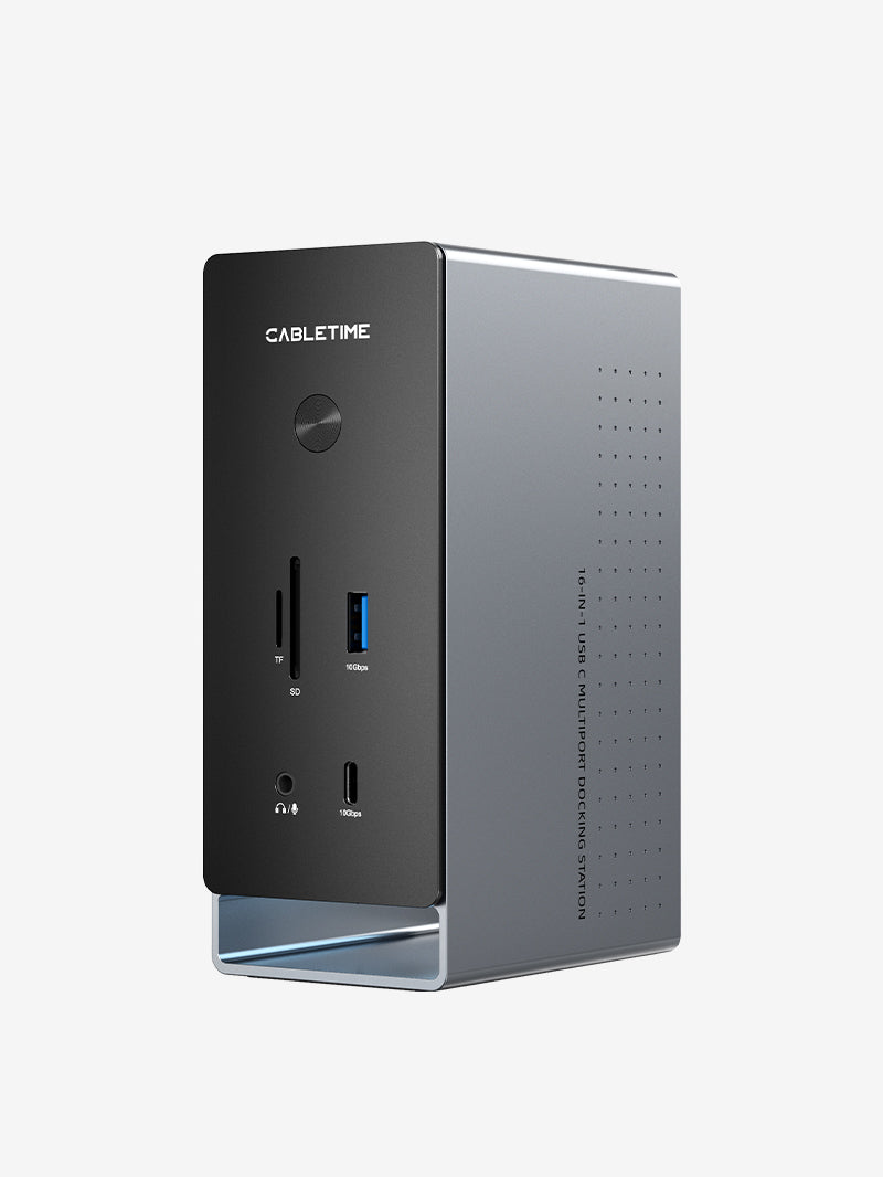 Three Monitor 16-in-1 USB Type C Docking Station with SSD Enclosure