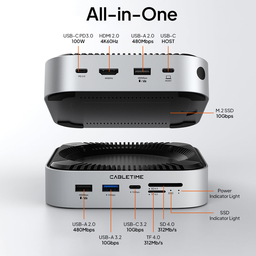 8-i-1 USB-C-dockingstation med 5.5" Indbygget display