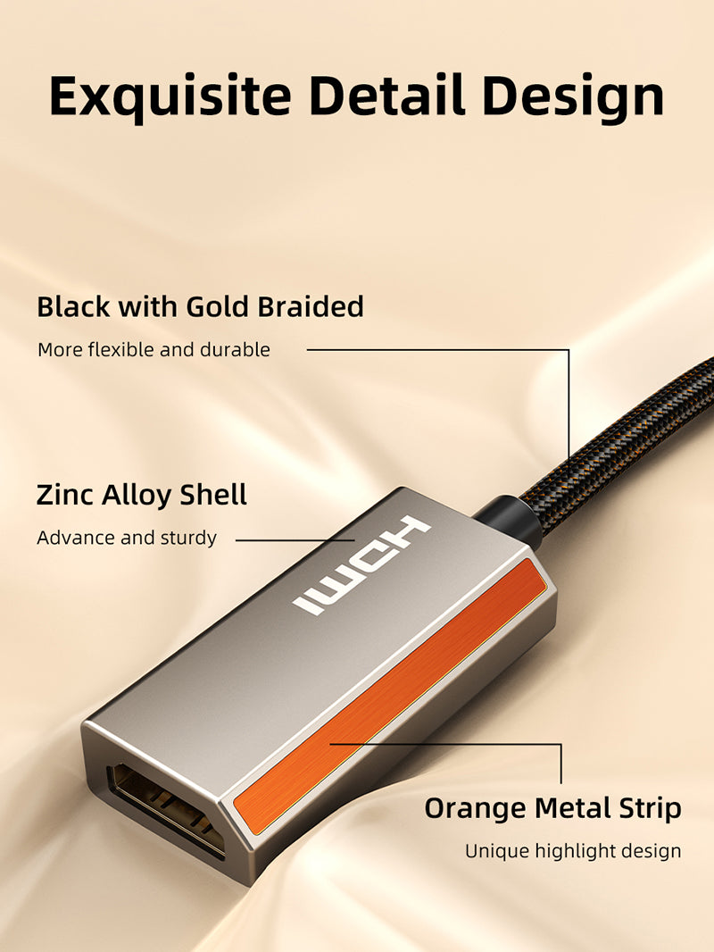 DisplayPort 1.4 to HDMI 2.1 Adapter 8K 60Hz 4K 144Hz 