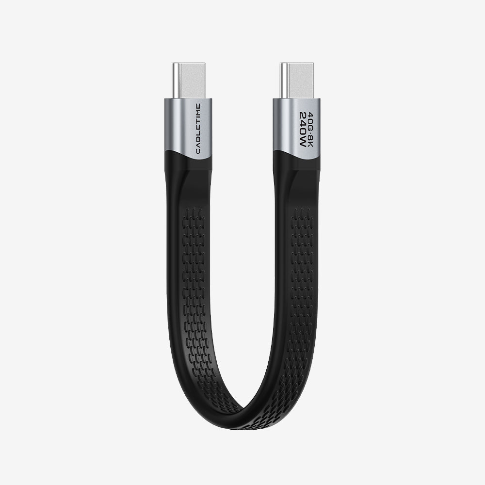 Short Flat USB 4 Type C Cable 40Gbps 240W Fast Charging 8K@60Hz for iPhone Android