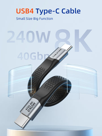 Short Flat USB 4 Type C Cable 40Gbps 240W 8K@60Hz