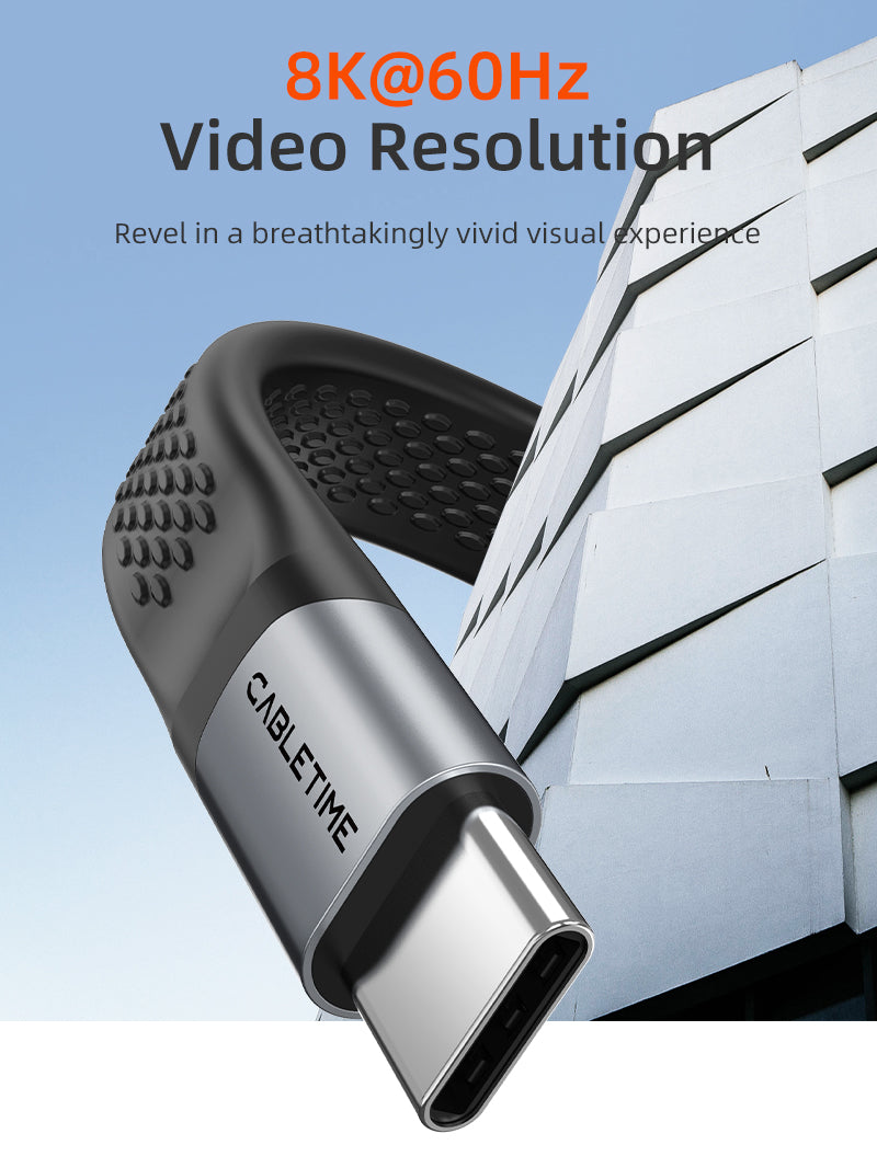 Short Flat USB 4 Type C Cable 40Gbps 240W 8K@60Hz 