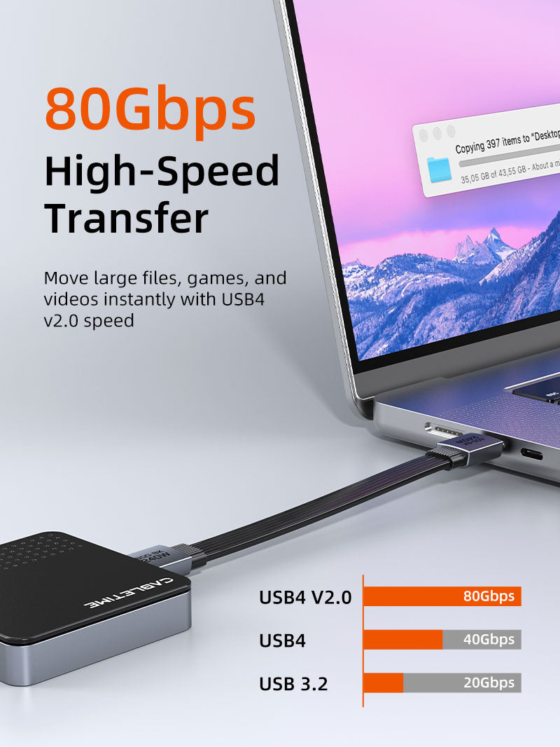 Portable USB4 V2.0 Keychain Cable - 80Gbps, 240W Fast Charging, 8K60Hz