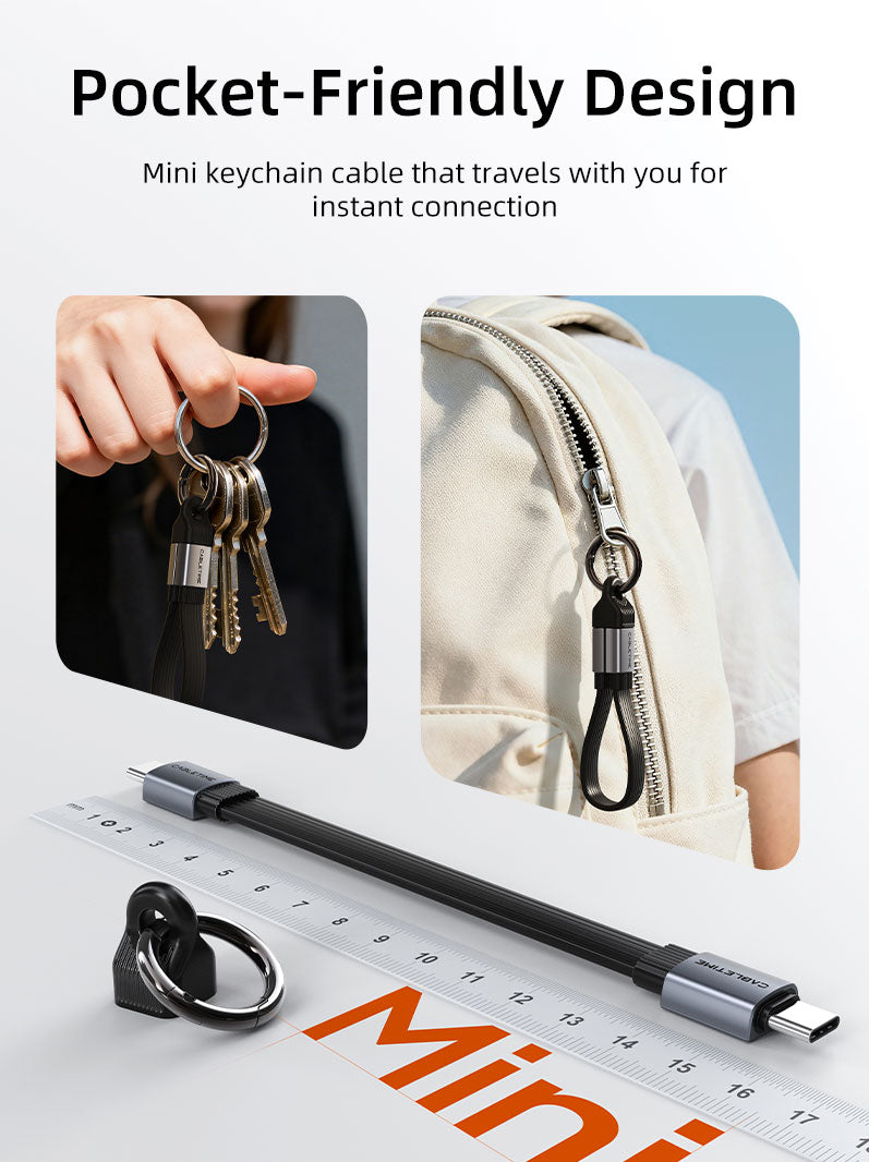 Portable USB4 V2.0 Keychain Cable - 80Gbps, 240W Fast Charging, 8K60Hz