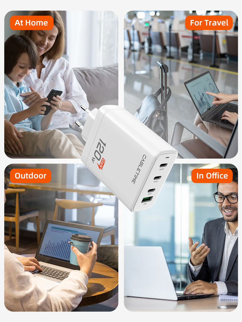 100W 4 포트 USB 간 벽 충전기 노트북 애플 MacBook Dell 용 유럽