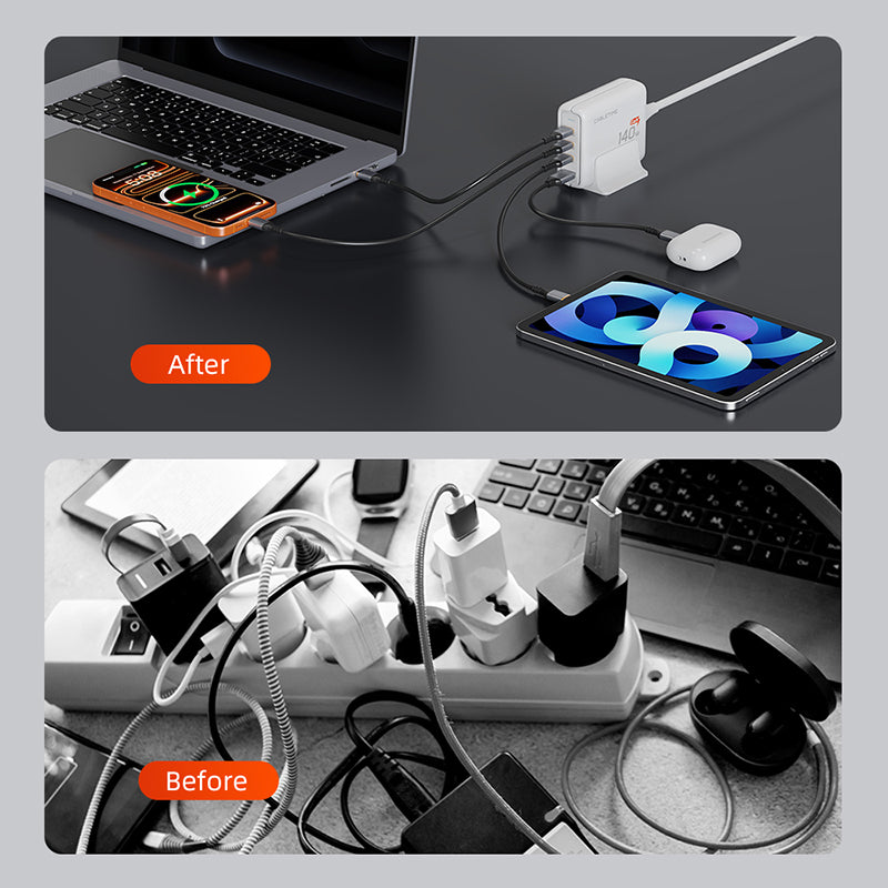 Carregador de parede 120W 4 portas USB GaN europeu para telefone laptop Apple MacBook Dell