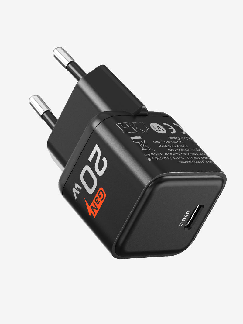 Carregador de parede europeu 20w USB C GaN para iPhone 15/14/Pro Max