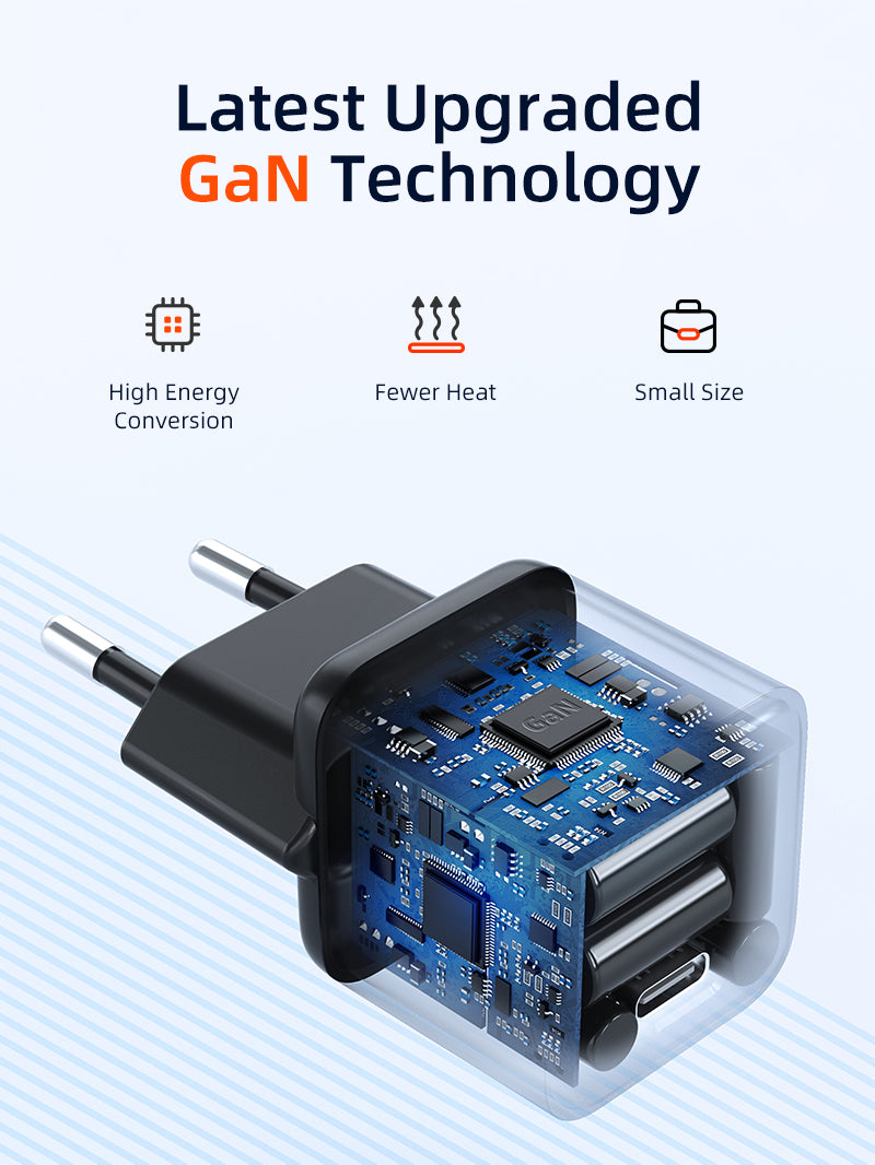 European 20w USB C GaN Wall Charger for iPhone 15/14/Pro Max 