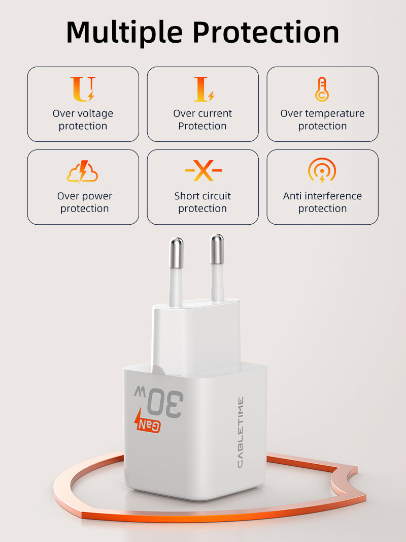 30W USB-C GaN Wall Charger PD 3.0 for iPhone