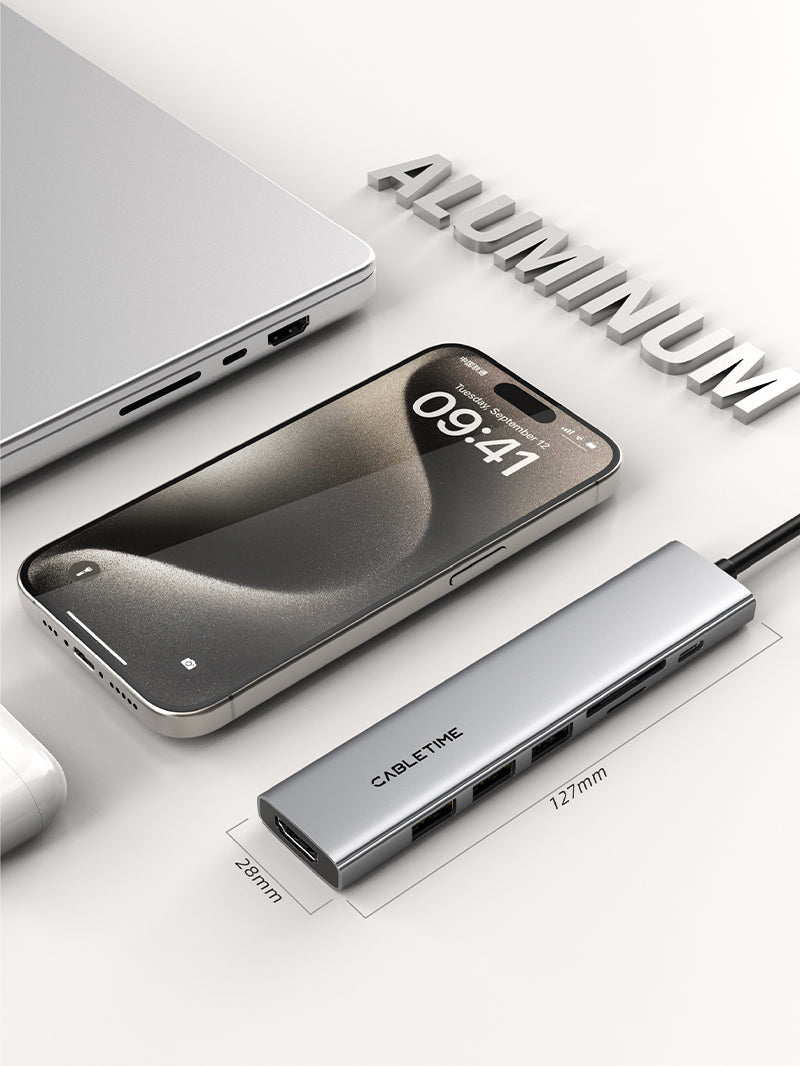Ultra Slim Aluminum Multiport 7 IN 1 USB-C Hub for Macbook Pro 
