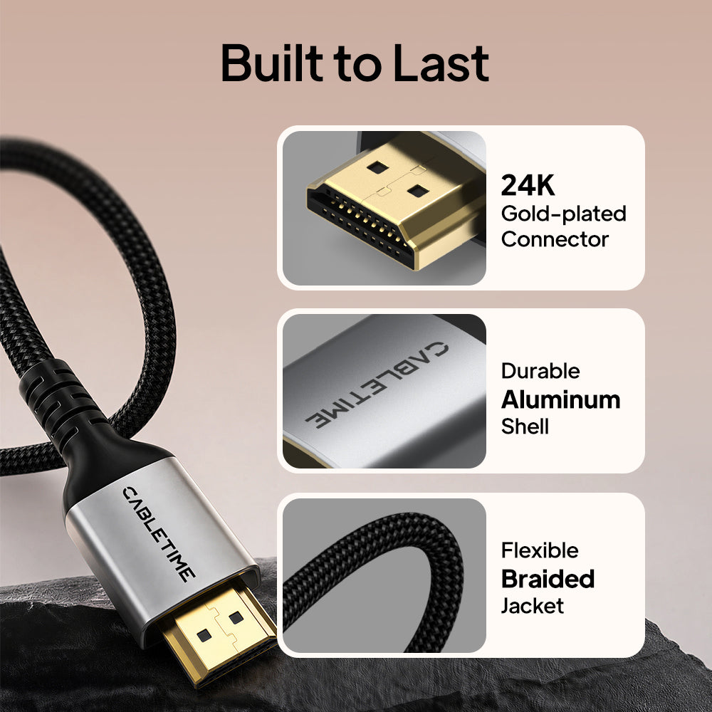 4K60Hz ハイスピード HDMI フラット ケーブル HDR10+ PS5、TV、モニター & プロジェクター用