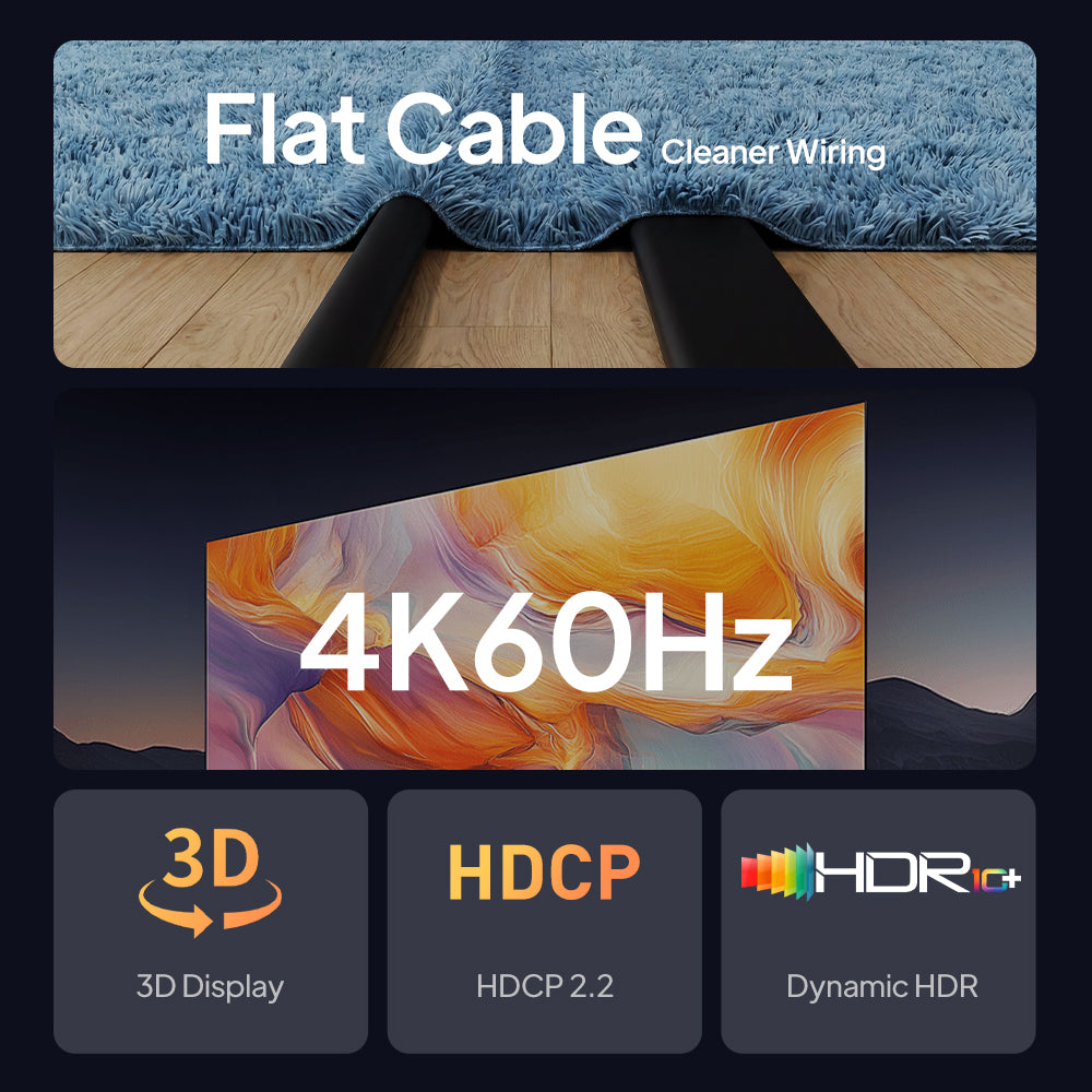 Ekstra lang 50 ft HDMI 2.0 -kabel 4K til tv -computerprojektor