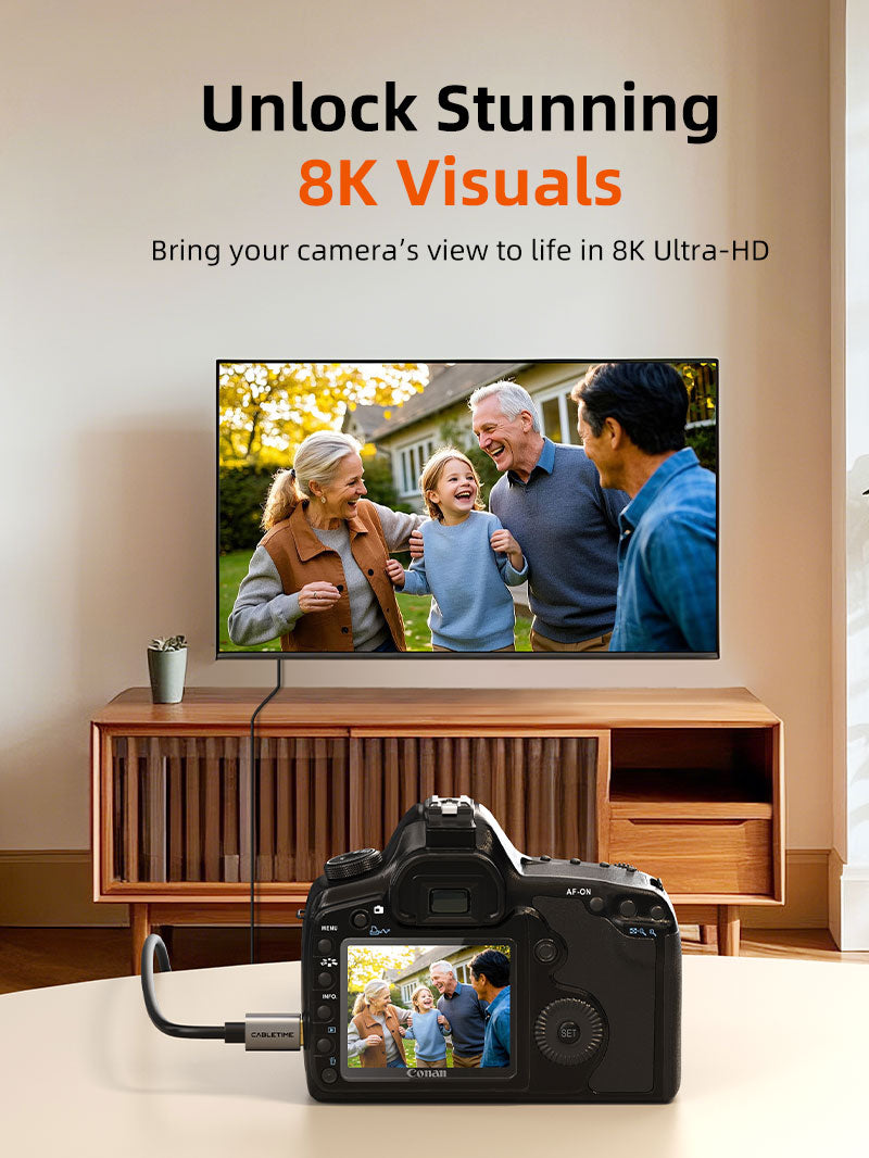 8K60Hz mini HDMI til HDMI-kabel Bidjagning 10ft til Raspberry Pi Zero Camera Camcorder