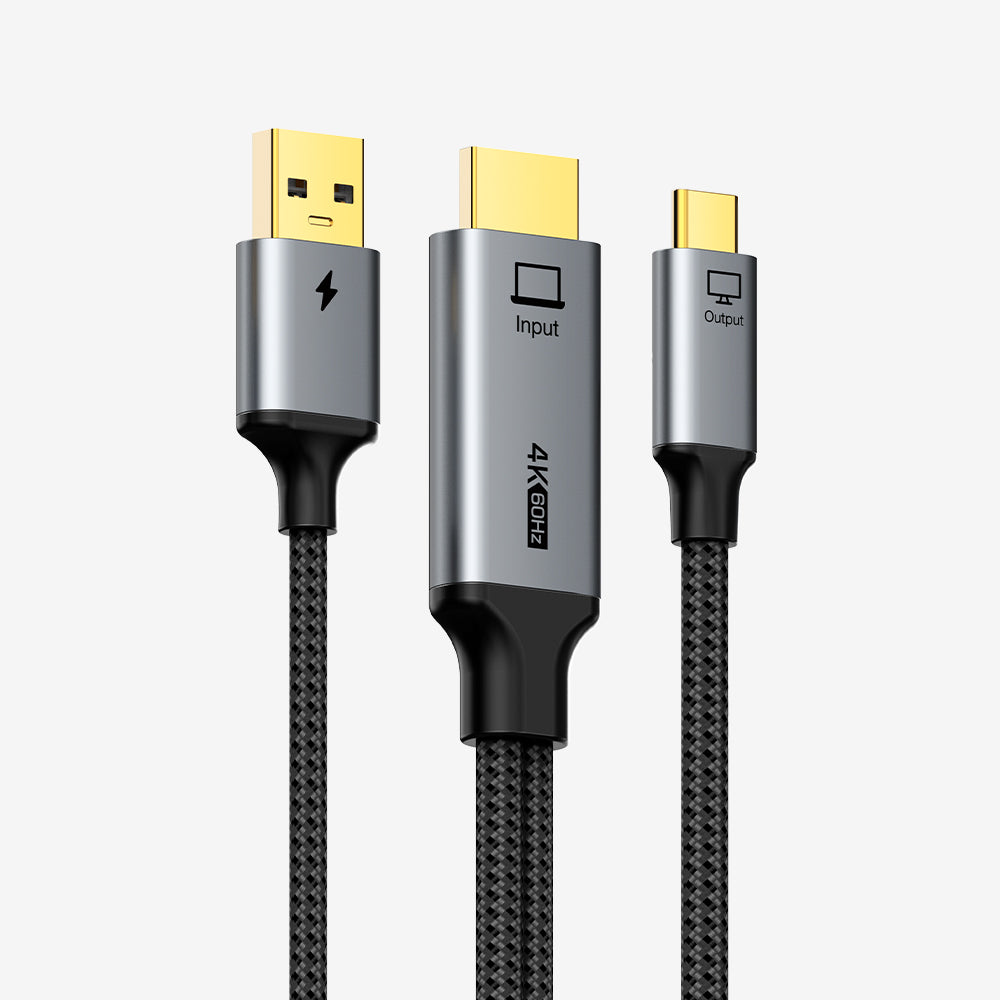 Câble actif HDMI vers USB-C avec alimentation USB | Adaptateur unidirectionnel 4K 60 Hz pour Xreal Air 2, Rokid Max, RayNeo | Connecte PS5, Xbox, Switch Dock aux moniteurs portables
