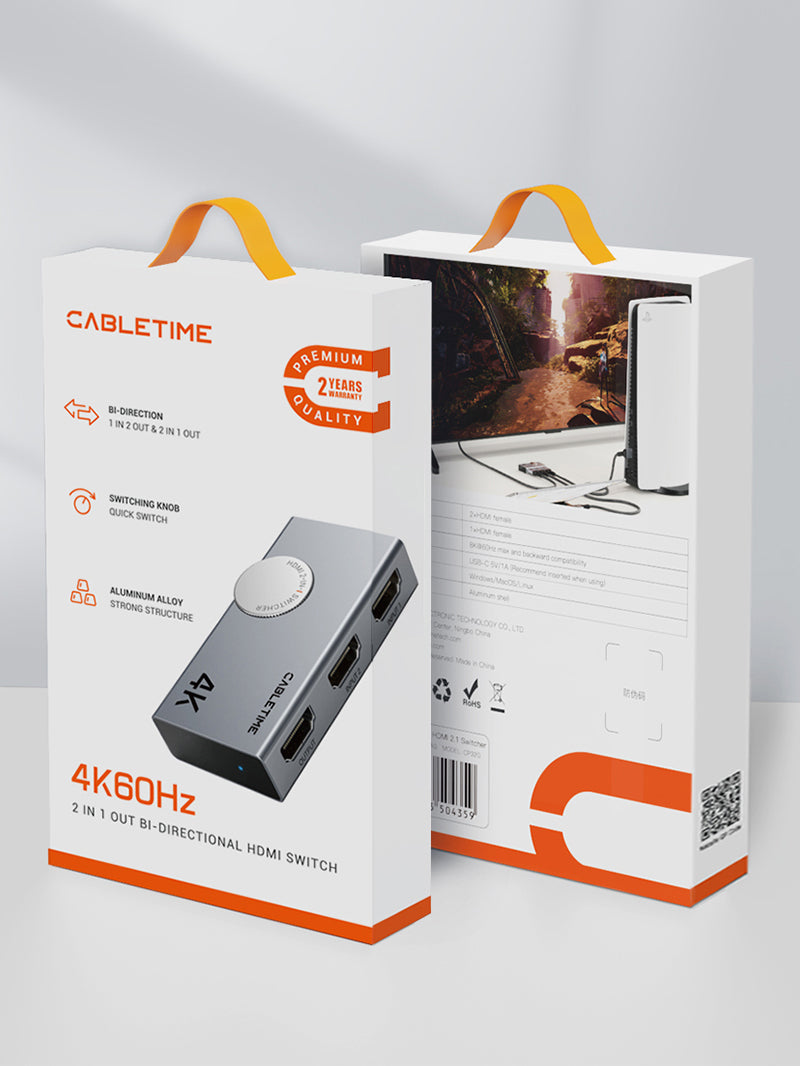 4K 60Hz HDMI 2.0 Switch 2 In 1 Out Bi-direction 