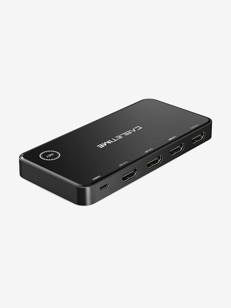 3 Port 4K HDMI Switch with IR Remote for TV Monitor 