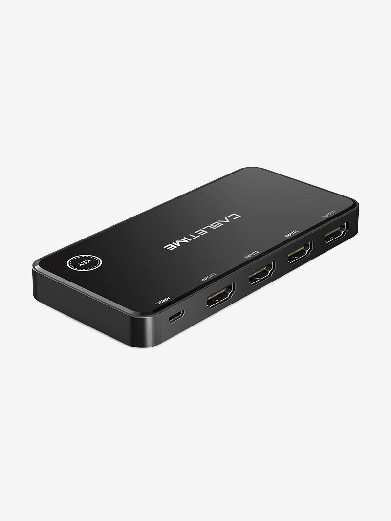 3 Port 4K HDMI Switch with IR Remote for TV Monitor