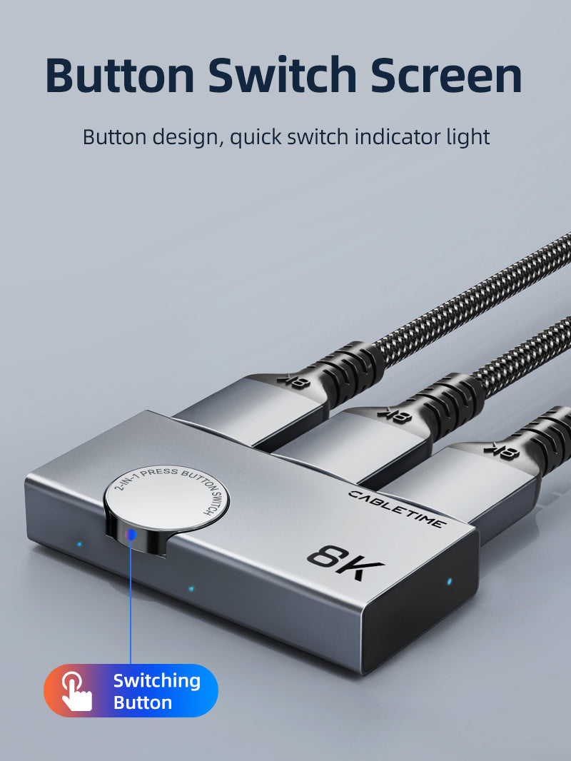 Bi-direction 8K HDMI 2.1 Switcher 4K 120Hz 2 In 1 Out
