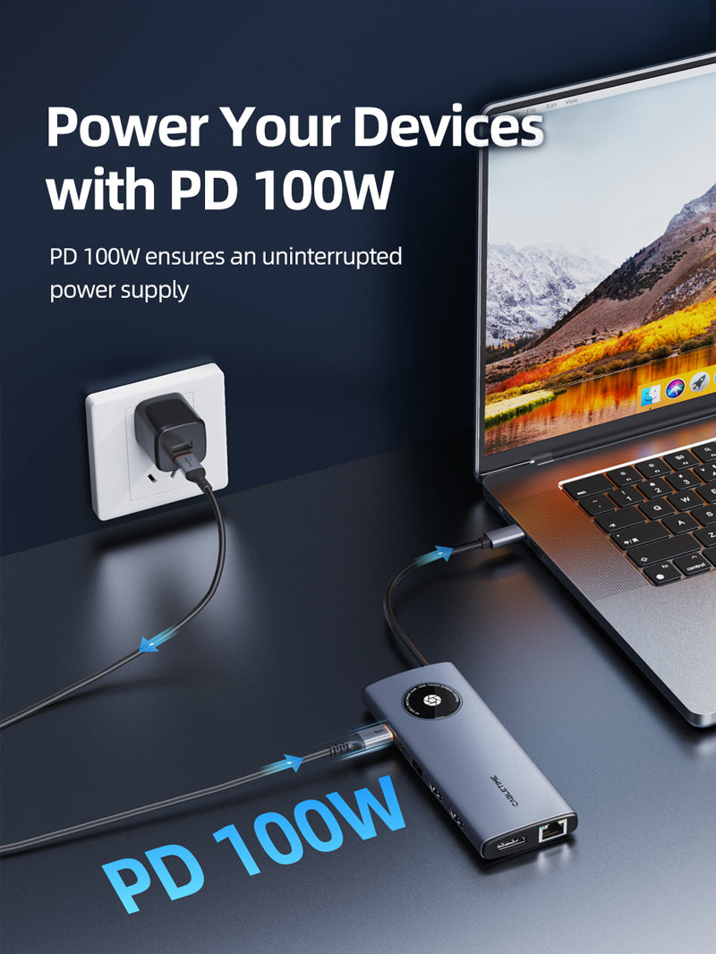 12 IN 1 USB C Hub with 2 HDMI 1 DisplayPort for Laptop 