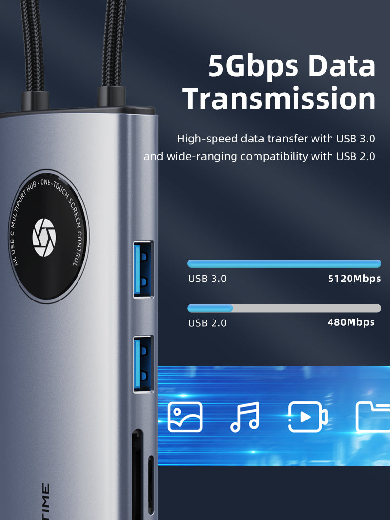 10 In 1 Multi USB C Hub Adapter 4K with VGA and HDMI Ethernet deliver up to 5Gbps data transfer