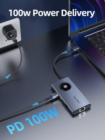 ฮับอะแดปเตอร์ USB-C 8-in-1พร้อมพอร์ต HDMI Ethernet สำหรับ MacBook Pro