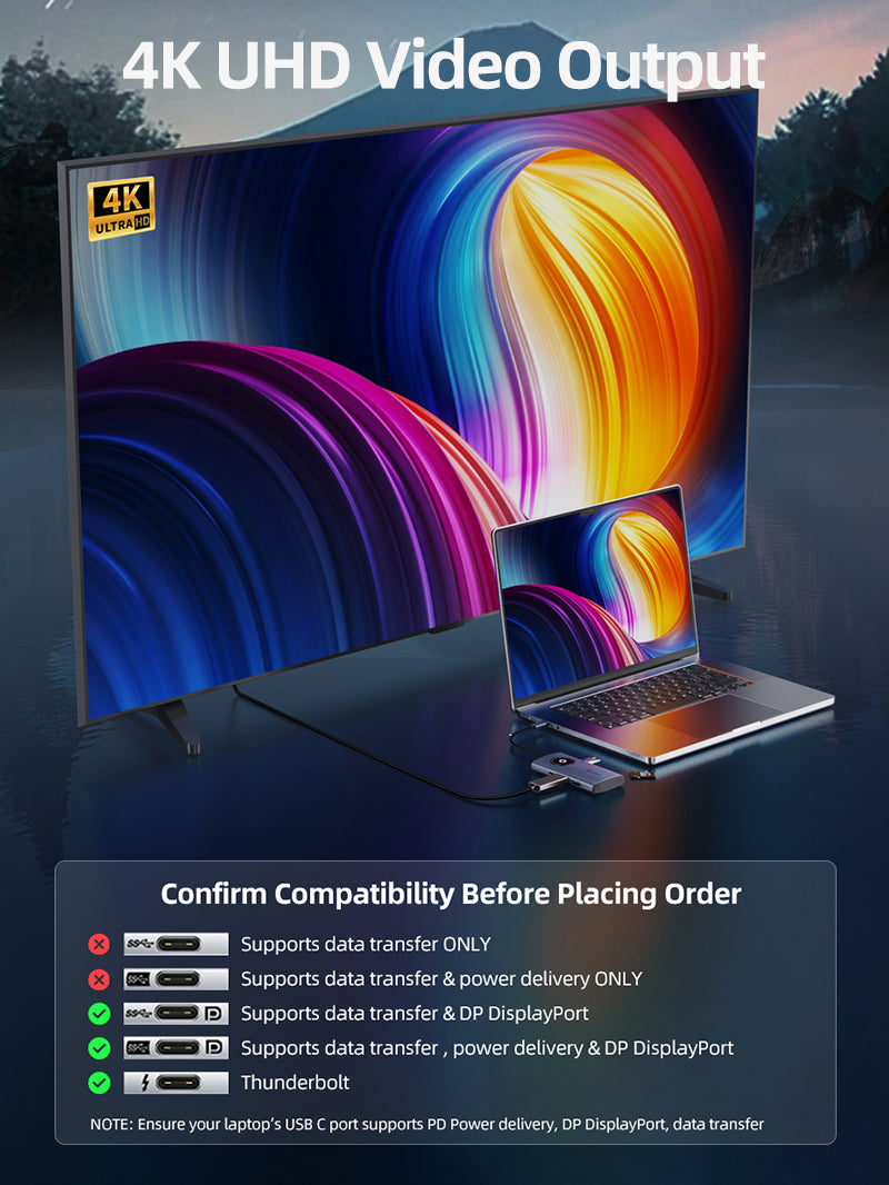 6 IN 1 USB C Multiport Travel Hub for iPad Android Tablet iMac 