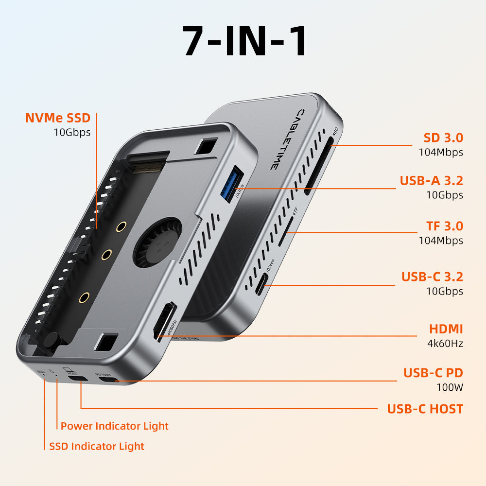 7-i-1 magnetisk USB-C-hub med SSD-kabinet til iPhone 17 16 15 Pro Max MacBook Pro Air, iPad Pro