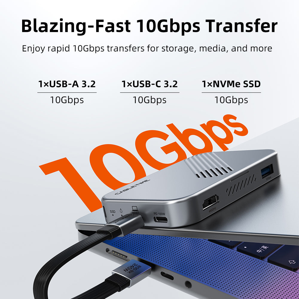 7-in-1 Magnetic USB-C Hub with SSD enclosure for iPhone 17 16 15 Pro Max MacBook Pro Air, iPad Pro