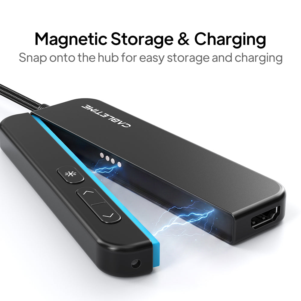 2-in-1 무선 HDMI 송신기 수신기 & USB-C 허브 | 4K60Hz HDMI 출력 및 100W PD 충전 기능을 갖춘 스크린 미러링 어댑터