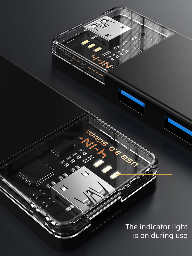USB type C to 4 port USB 3.0 Hub 5Gbps for Mac with Type C to USB Adapter 