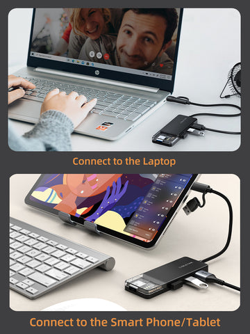 Cristallino USB di tipo C a 4 porte USB 3.0 Hub 5Gbps per Mac con adattatore da tipo C a USB