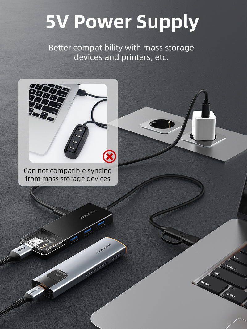 usb 3.2 hub 5v powered supply for better compatibility